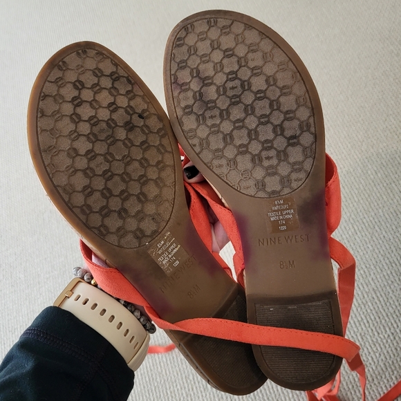 Nine West Orange Tied Up Sandals - Picture 2 of 8